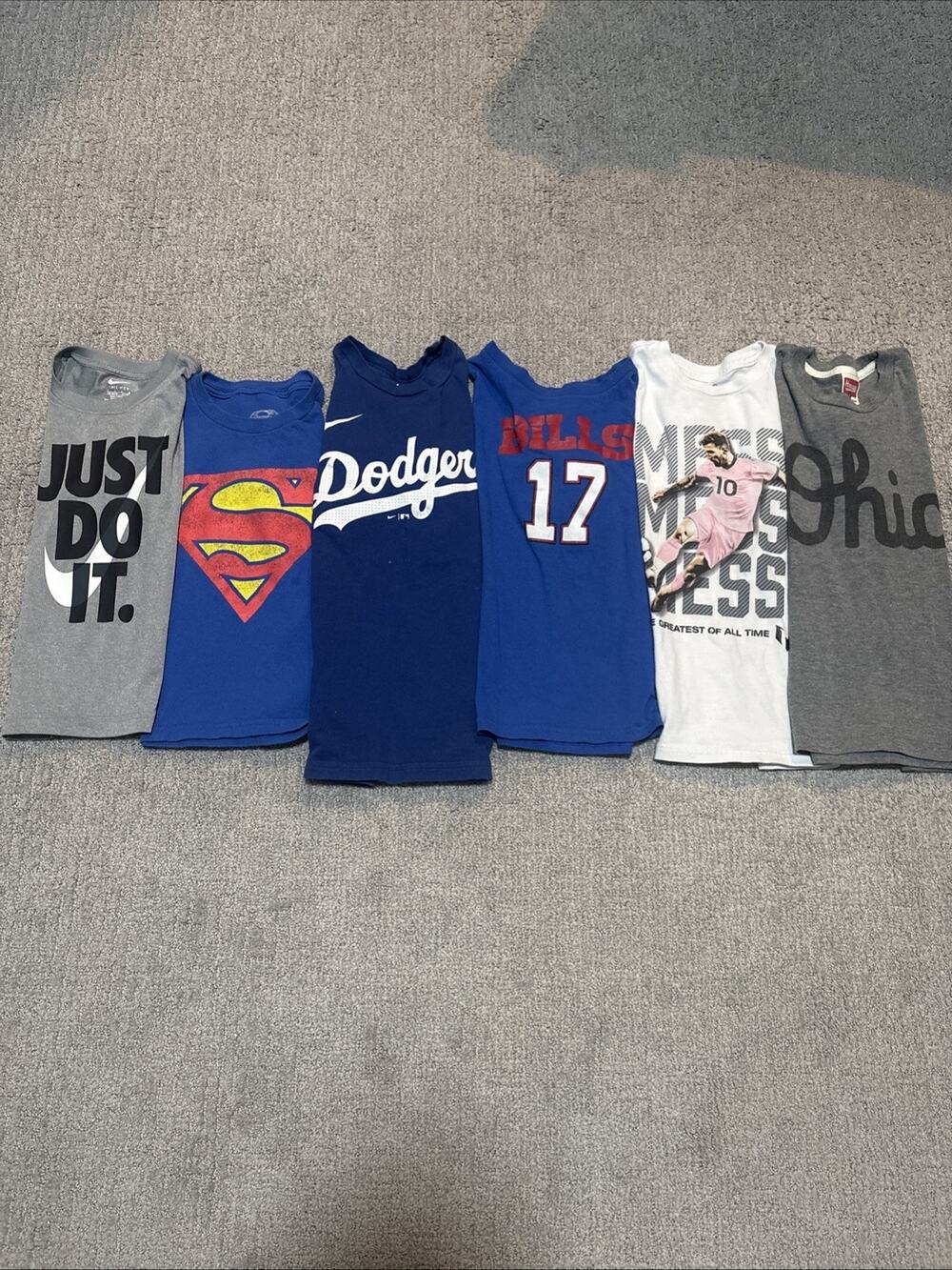 Boys Lot Sports & Super Hero Tee Shirts Sizes 6-8 Years Ohtani Josh Allen Messi